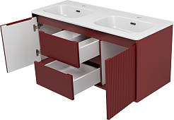 Brevita Тумба с раковиной с двумя чашами Wine 120 подвесная бордовая – фотография-3